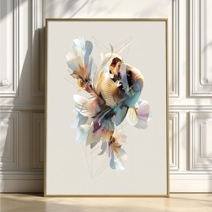 Clownfish Wall Art Print, Abstract Geometric Fish Poster, Coastal Bathroom Decor, Ocean Animal Art, Nautical Sea Life Print