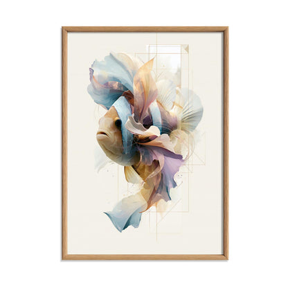 Clownfish Wall Art Print, Abstract Geometric Fish Poster, Coastal Bathroom Decor, Ocean Animal Art, Nautical Sea Life Print