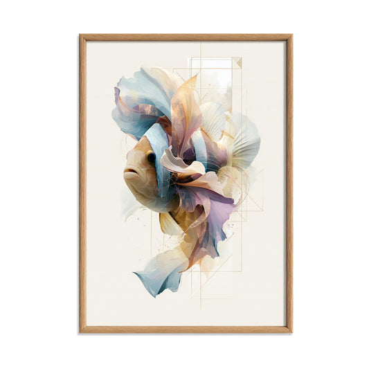 Clownfish Wall Art Print, Abstract Geometric Fish Poster, Coastal Bathroom Decor, Ocean Animal Art, Nautical Sea Life Print
