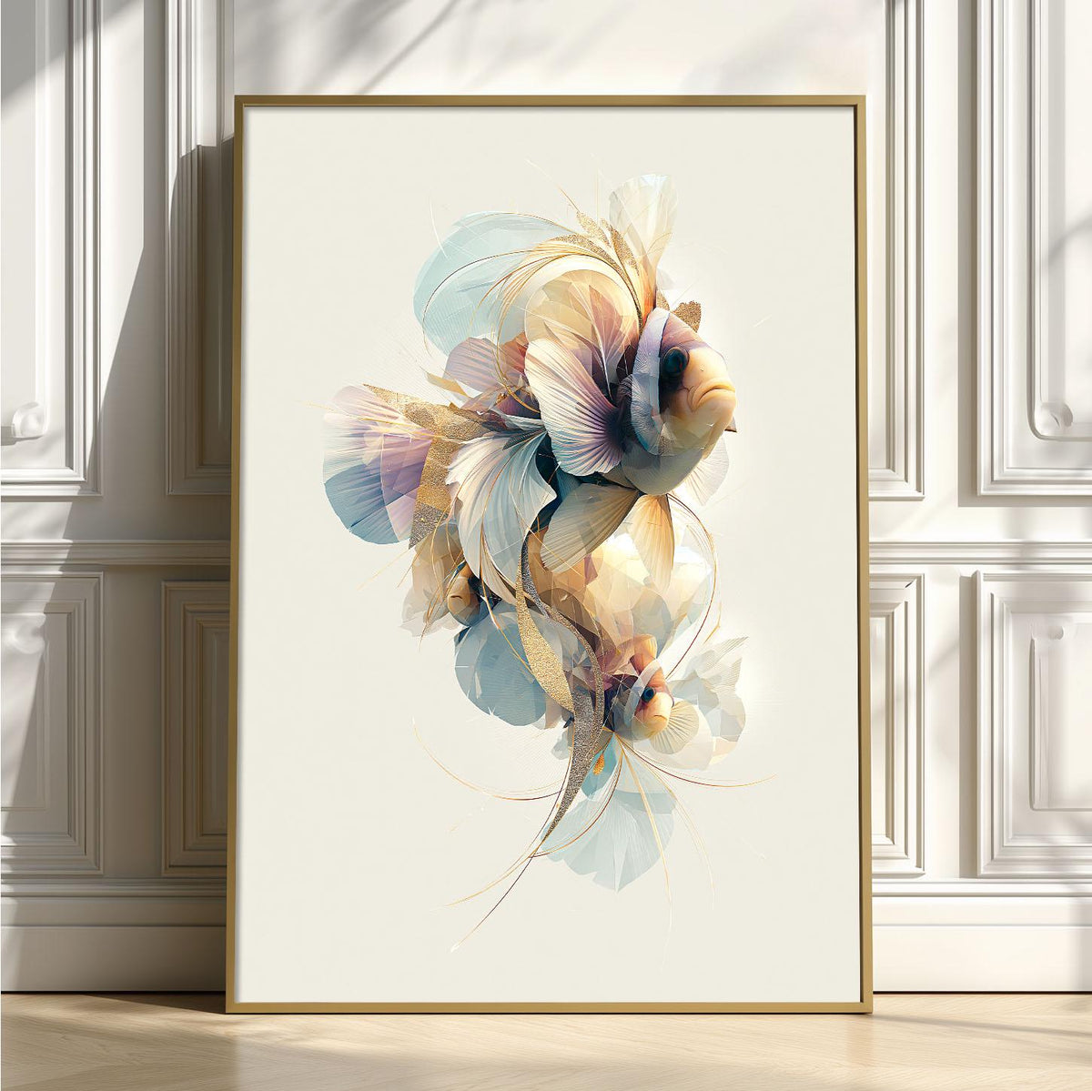 Clownfish Print, Abstract Geometric Fish Poster, Coastal Bathroom Decor, Ocean Animal Art, Nautical Sea Life Print