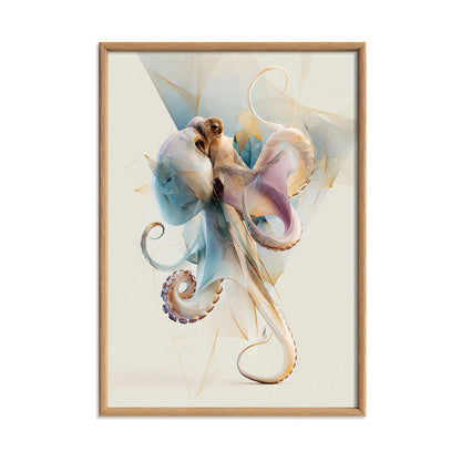 Octopus Wall Art Print, Abstract Geometric Octopus Poster, Coastal Bathroom Decor, Nautical Sea Life Art, Ocean Animal Print
