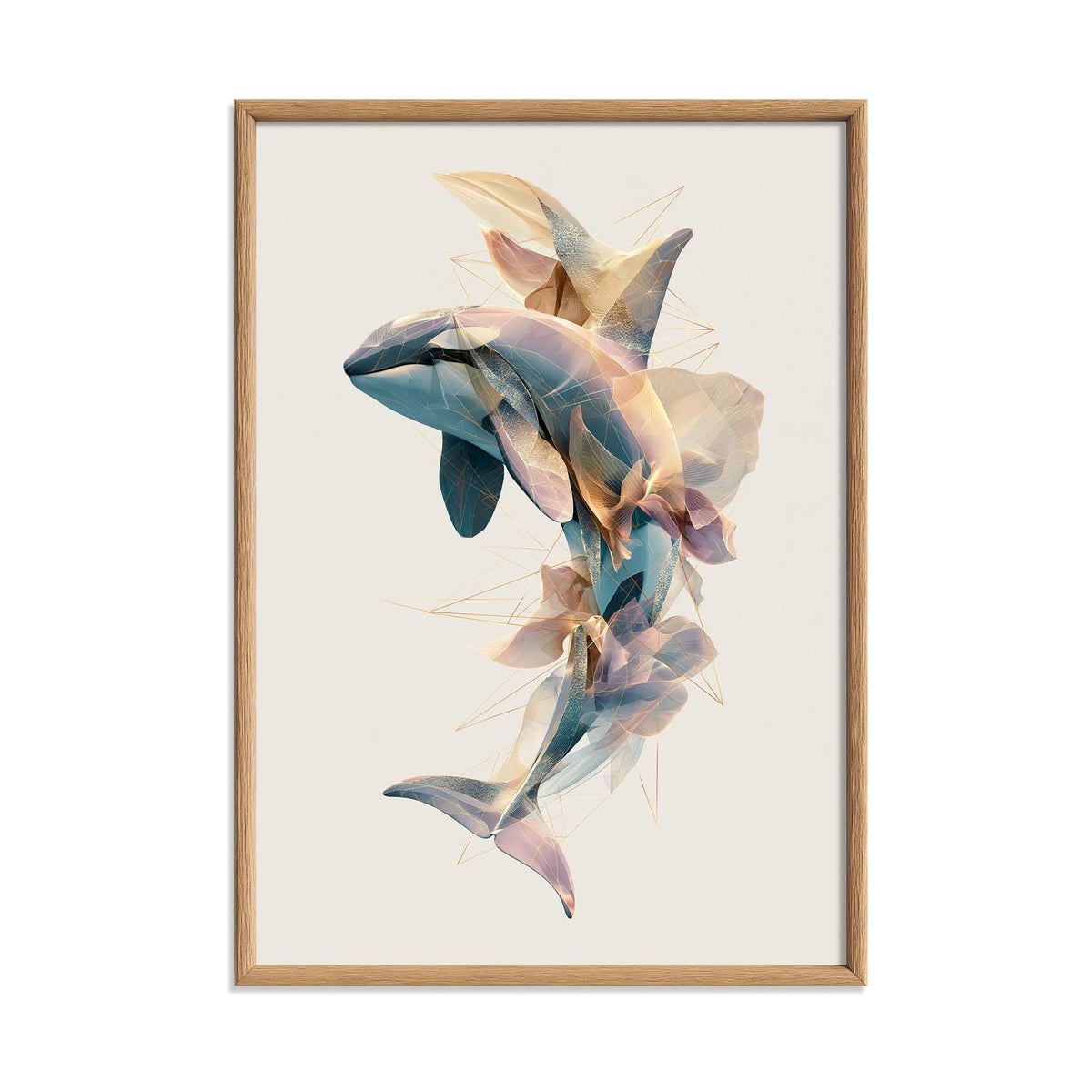 Orca Wall Art Print, Abstract Killer Whale Poster, Geometric Ocean Animal Art, Coastal Beach House Decor, Nautical Sea Life
