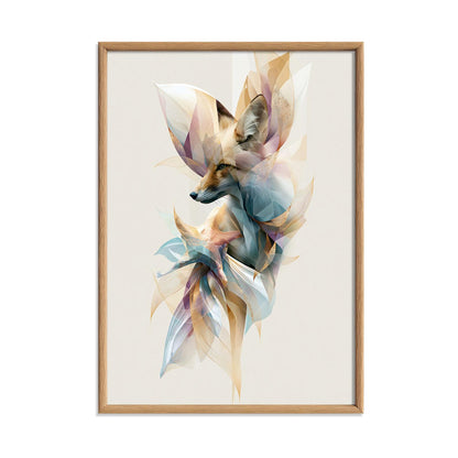 Abstract Geometric Fox Print, Pastel Woodland Animal Art, Modern Nature Decor