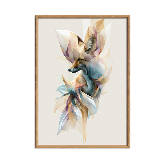 Abstract Geometric Fox Print, Pastel Woodland Animal Art, Modern Nature Decor