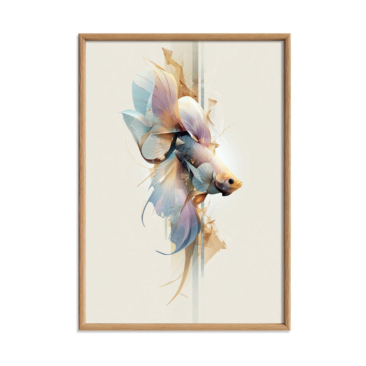 Betta Fish Wall Art, Abstract Geometric Siamese Fighting Fish Print, Aquarium Decor