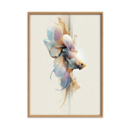 Betta Fish Wall Art, Abstract Geometric Siamese Fighting Fish Print, Aquarium Decor