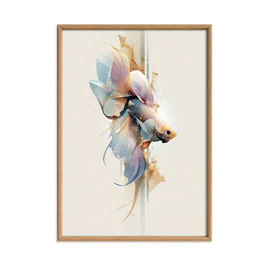 Betta Fish Wall Art, Abstract Geometric Siamese Fighting Fish Print, Aquarium Decor