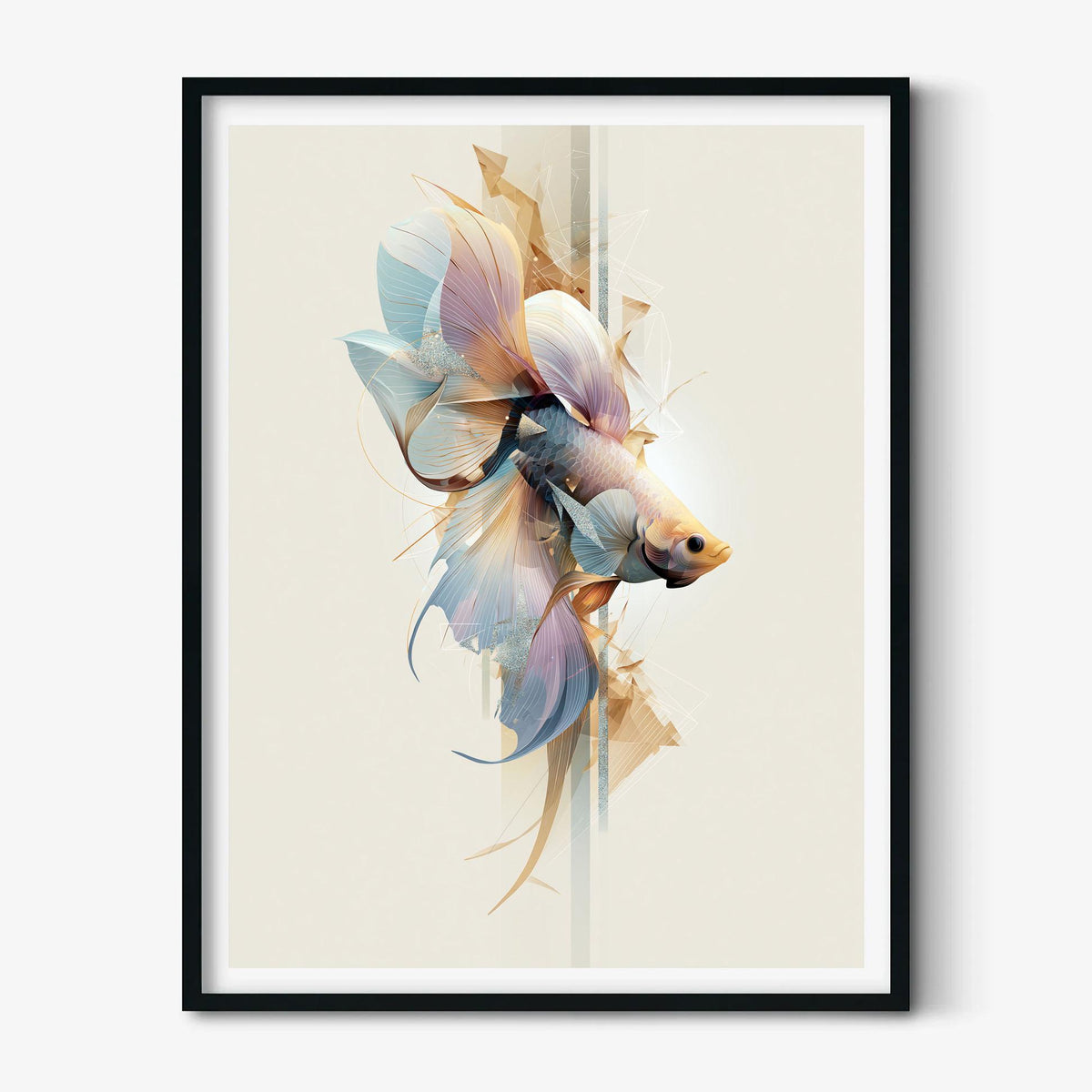Betta Fish Wall Art, Abstract Geometric Siamese Fighting Fish Print, Aquarium Decor