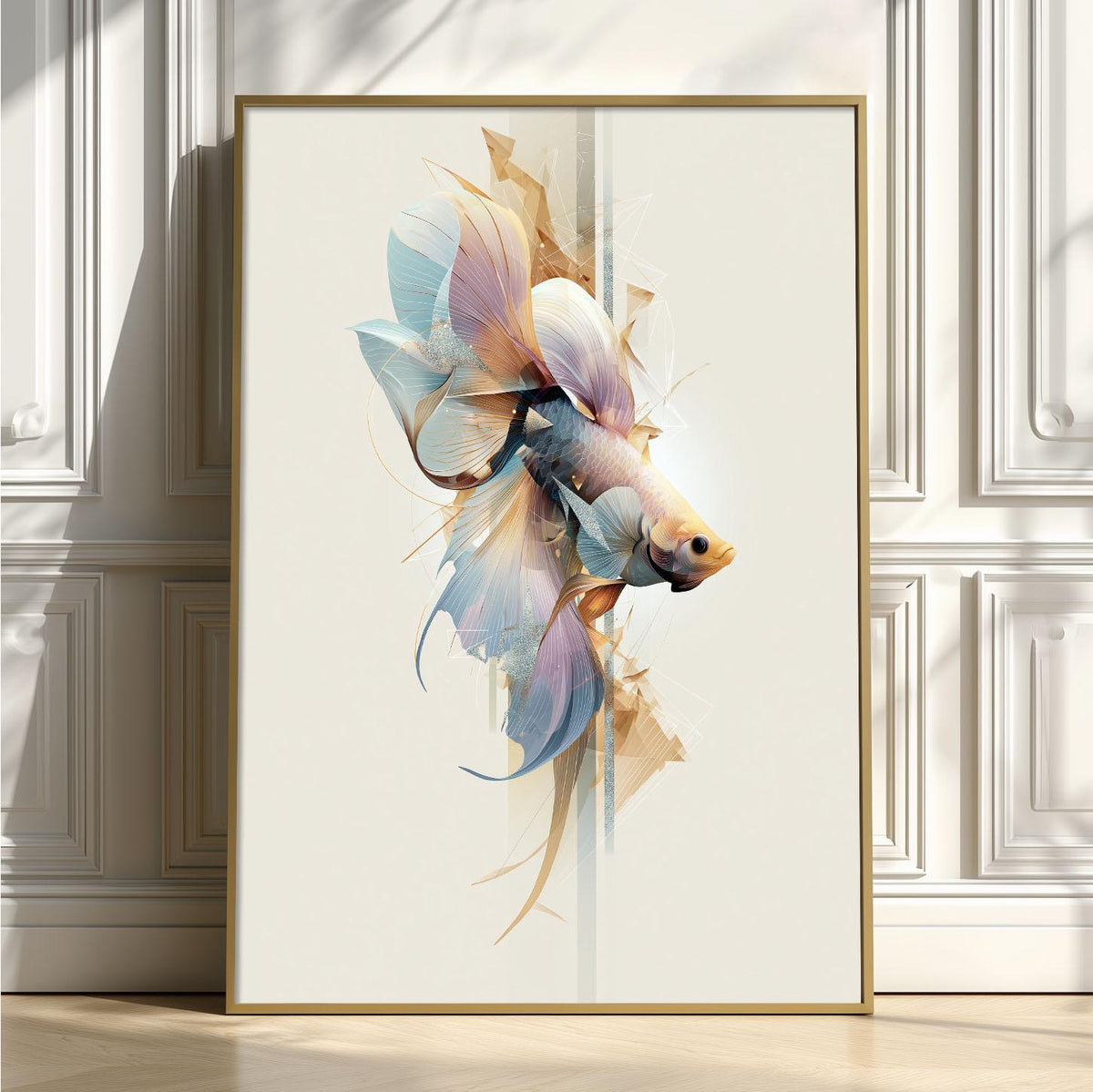 Betta Fish Wall Art, Abstract Geometric Siamese Fighting Fish Print, Aquarium Decor