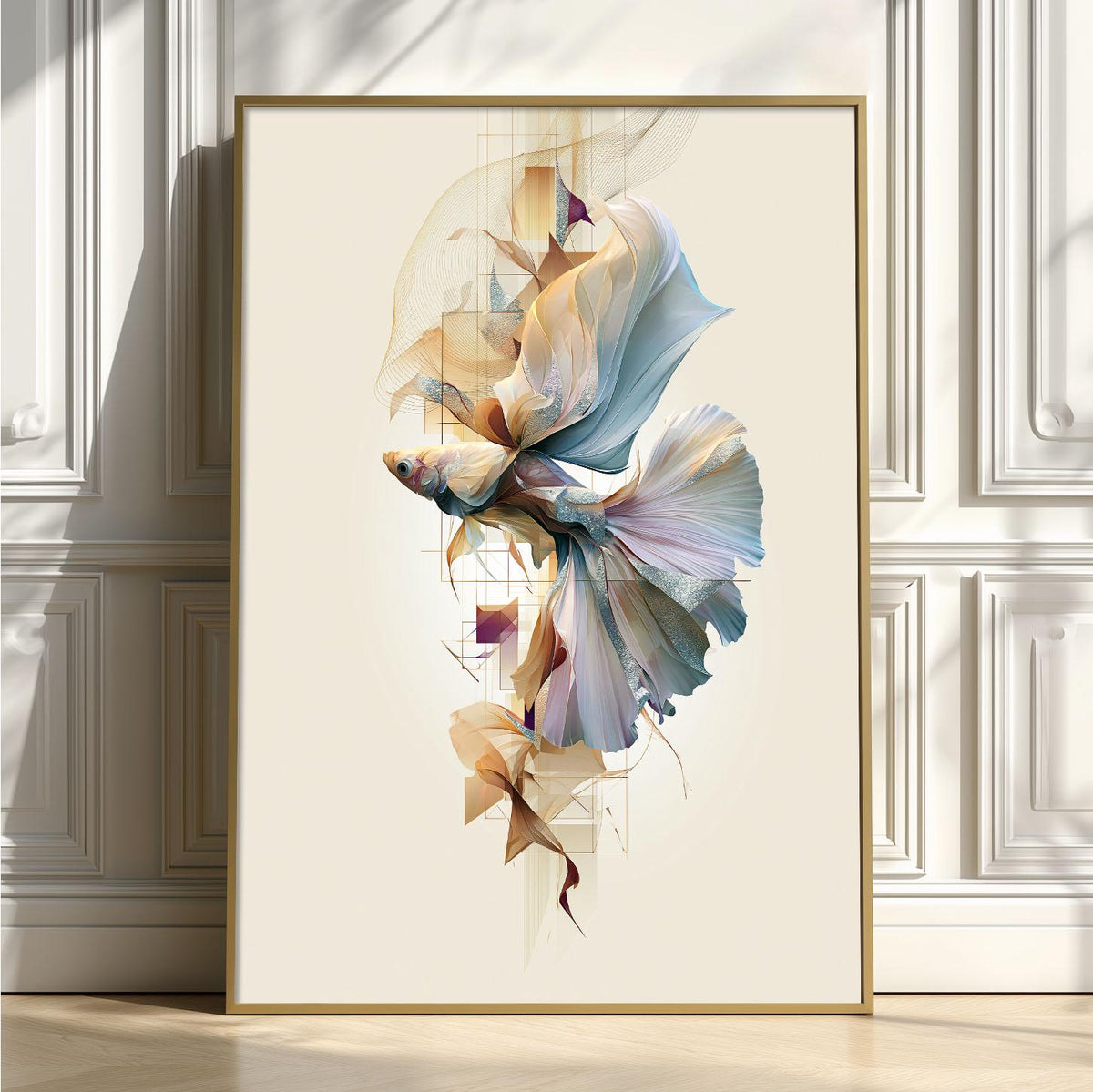Guppy Wall Art Print, Abstract Geometric Guppy Poster, Tropical Fish Art, Aquarium Decor, Modern Fish Wall Decor