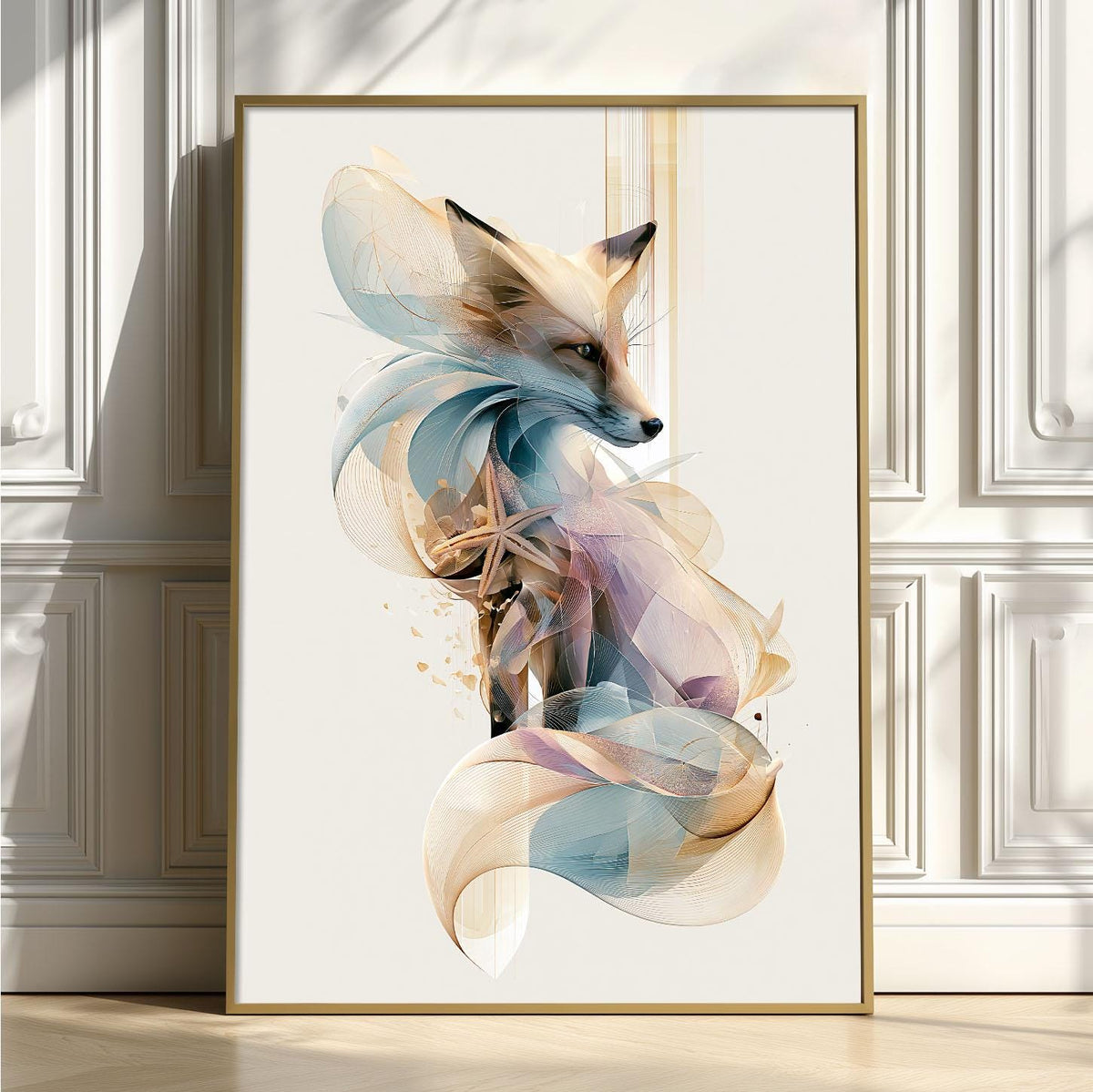 Fox Wall Art Print, Abstract Geometric Fox Poster, Woodland Animal Art, Forest Nursery Decor, Modern Nature Wall Decor