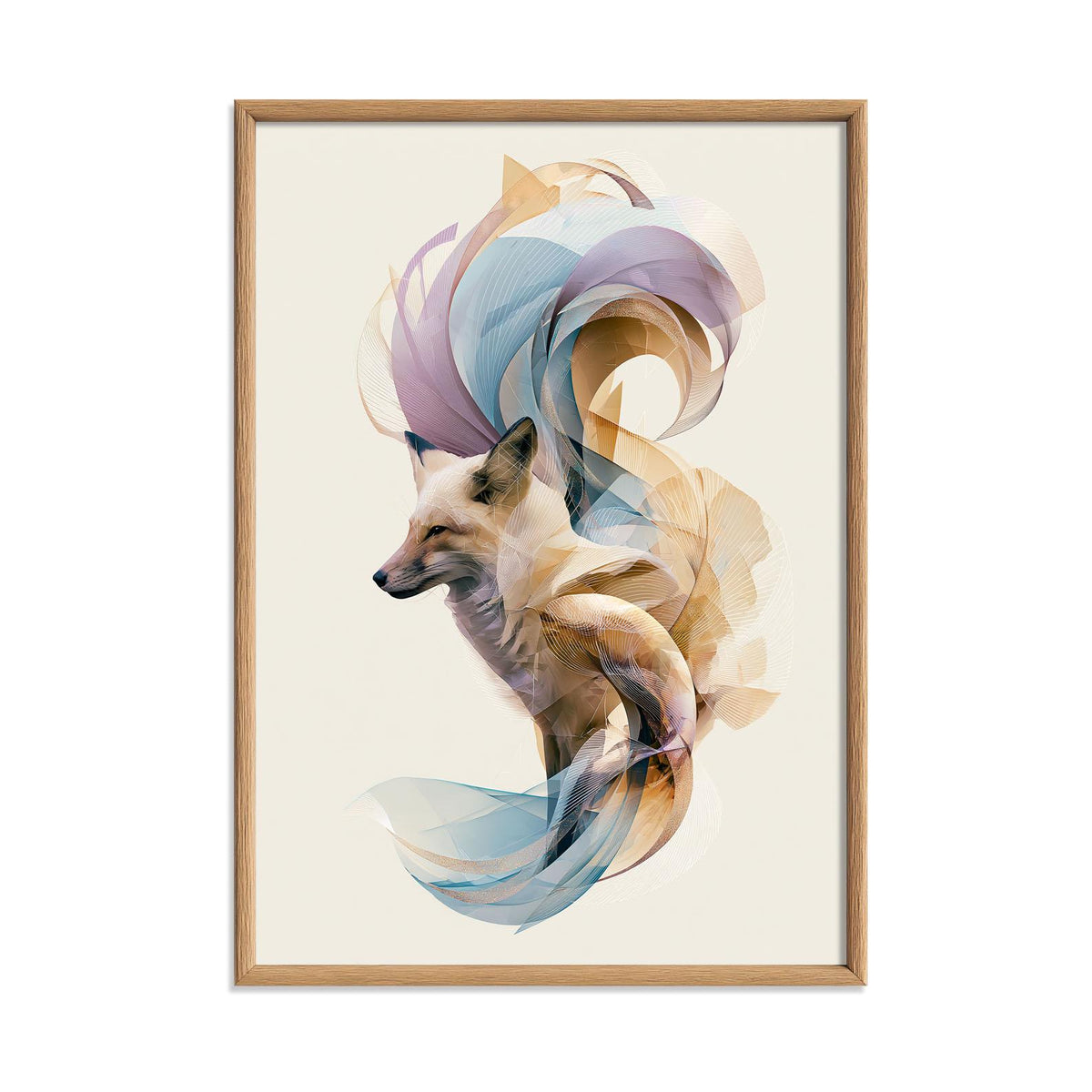 Abstract Geometric Fox Print, Woodland Animal Art, Pastel Nature Decor
