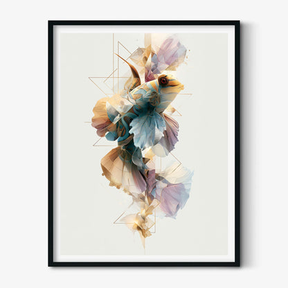 Abstract Geometric Mandarinfish Print, Tropical Aquarium Wall Decor