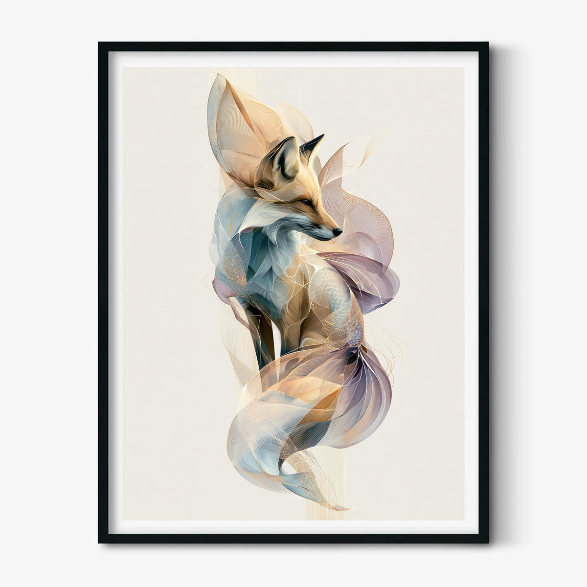Abstract Geometric Fox Wall Art, Woodland Animal Poster, Modern Nature Nursery Decor