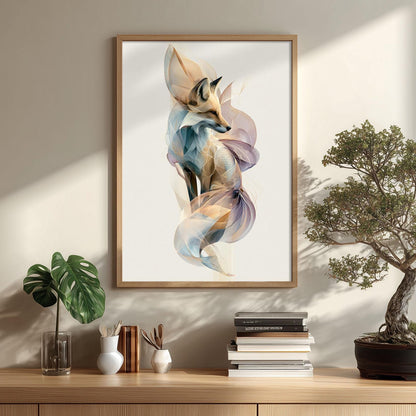 Abstract Geometric Fox Wall Art, Woodland Animal Poster, Modern Nature Nursery Decor