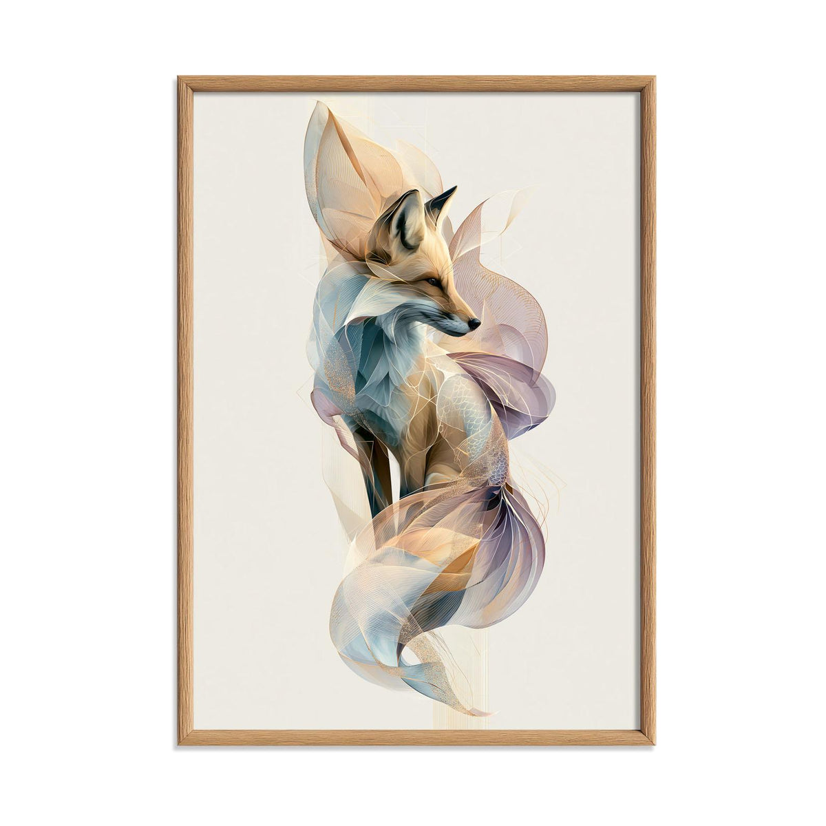 Abstract Geometric Fox Wall Art, Woodland Animal Poster, Modern Nature Nursery Decor
