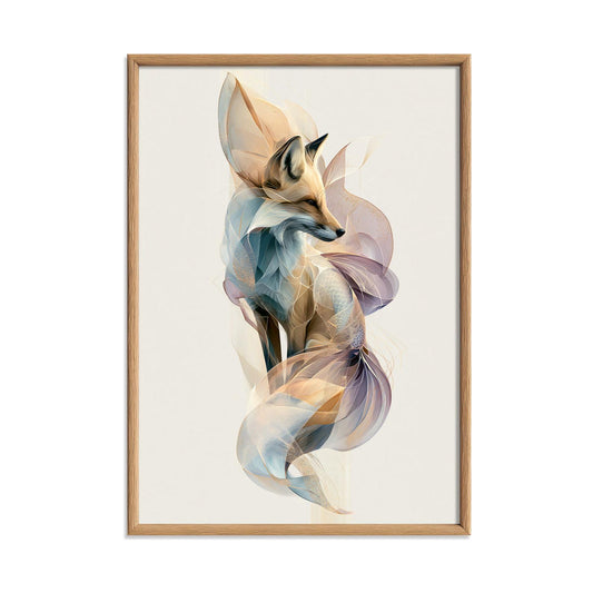 Abstract Geometric Fox Wall Art, Woodland Animal Poster, Modern Nature Nursery Decor