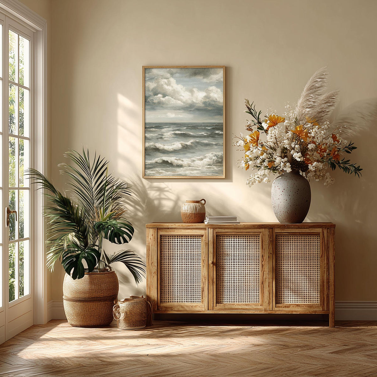 Moody Stormy Sea Wall Art, Vintage Ocean Waves Print