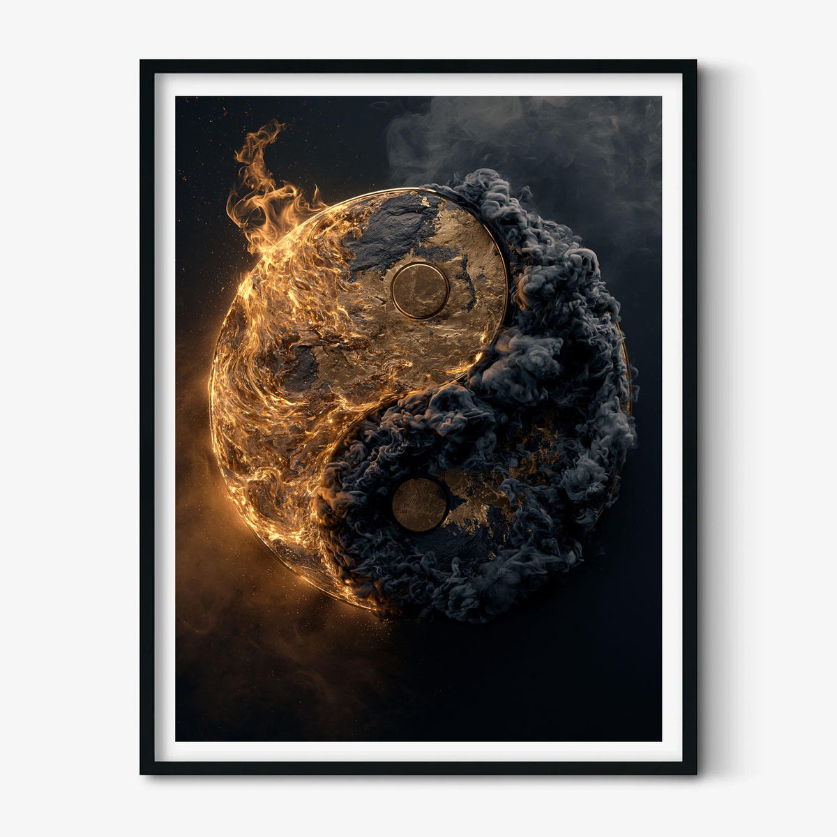 Yin Yang Print – Fire & Smoke Poster | Spiritual Balance Wall Art
