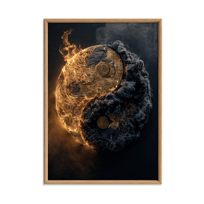 Yin Yang Print – Fire & Smoke Poster | Spiritual Balance Wall Art