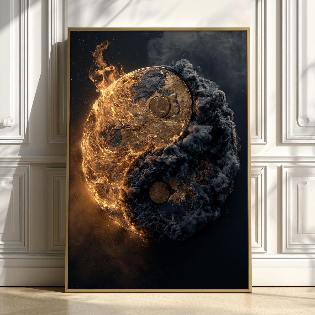 Yin Yang Print – Fire & Smoke Poster | Spiritual Balance Wall Art
