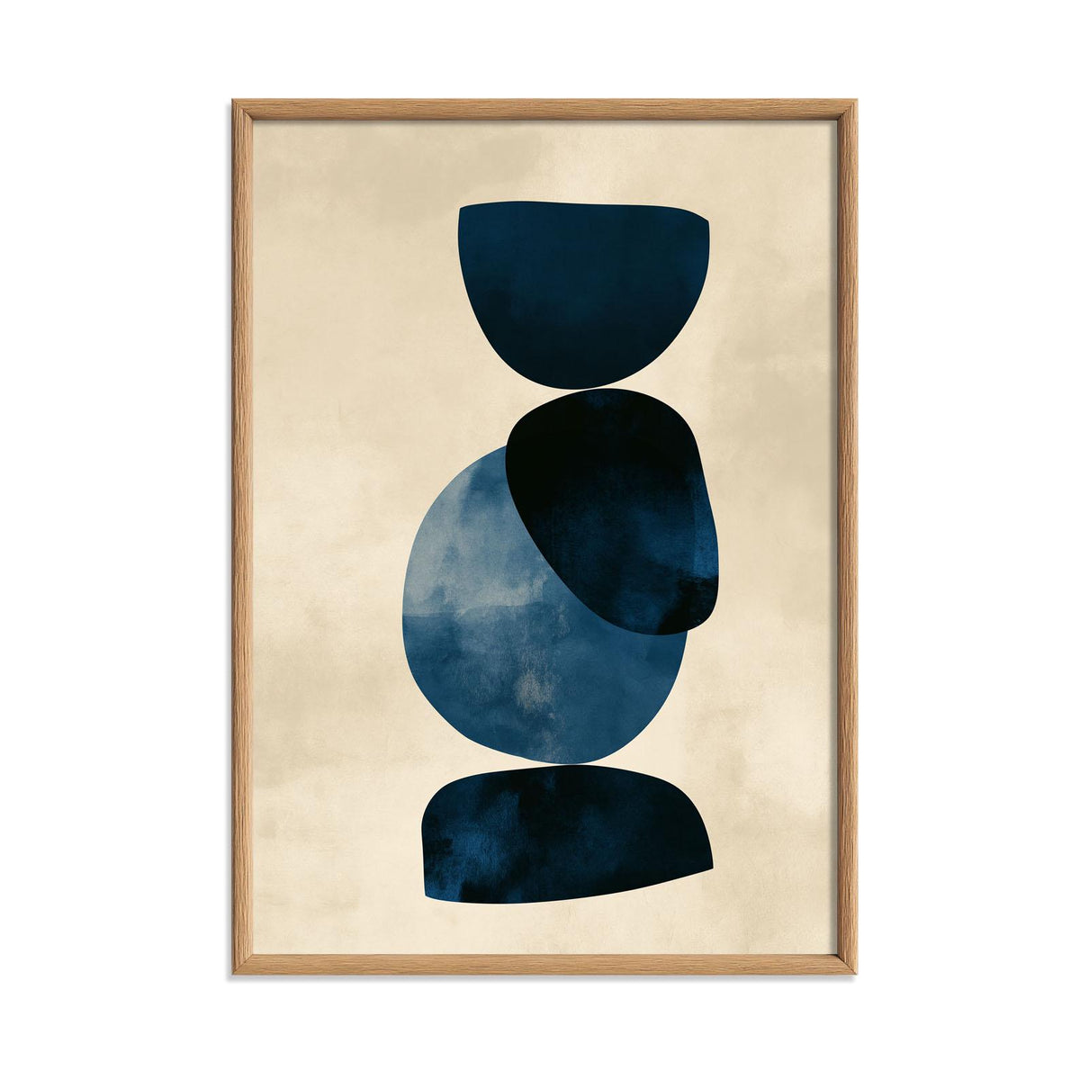 Abstract Blue Poster Print, Navy Geometric Wall Art, Minimalist Shape Picture, Modern Living Room Decor