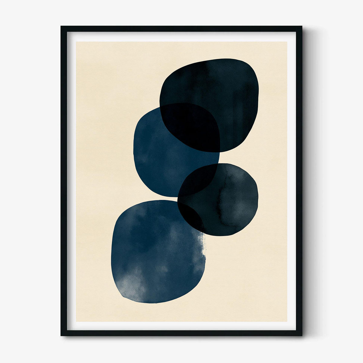Navy Shape Wall Art, Abstract Blue Poster Print, Minimalist Picture, Modern Living Room Decor