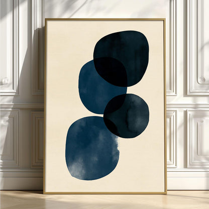 Navy Shape Wall Art, Abstract Blue Poster Print, Minimalist Picture, Modern Living Room Decor