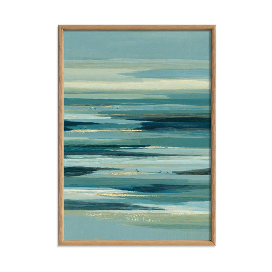 Sea Horizon Poster Print, Blue Coastal Wall Art, Abstract Ocean Picture, Teal Living Room Decor