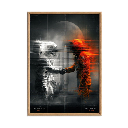 Apollo 17 Artemis II Astronaut Handshake Poster, Space Exploration Art Print