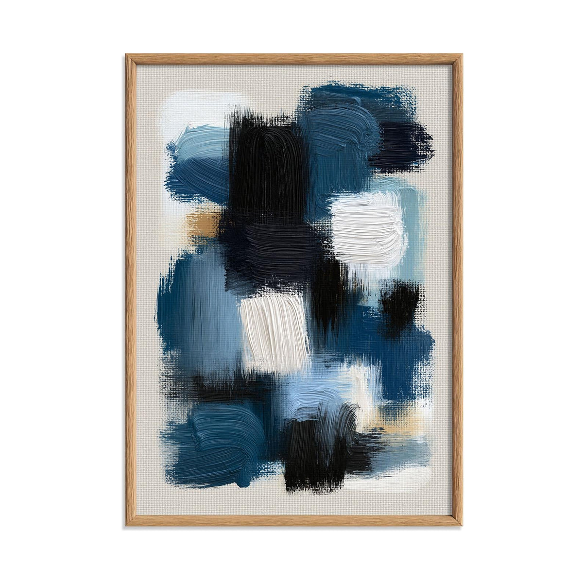 Black Blue Abstract Picture, Navy Brushstroke Poster Print, Modern Canvas Style Wall Art, Living Room Decor
