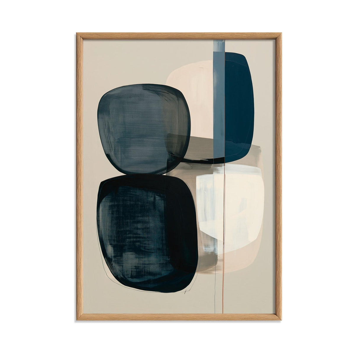 Neutral Abstract Art Print – Blue Grey Geometric Wall Art, Minimalist Poster