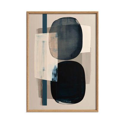 Minimalist Shape Poster Print, Navy Abstract Wall Art, Neutral Blue Picture, Living Room Decor