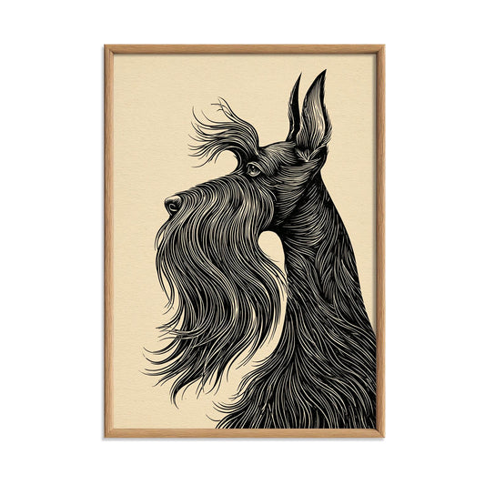 Scottie Dog Art Print – Scottish Terrier Line Drawing, Black Dog Wall Decor