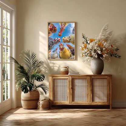 Funny Chicken Wall Art, Hen Coop Poster Print, Animal Picture, Kitchen Farmhouse Decor