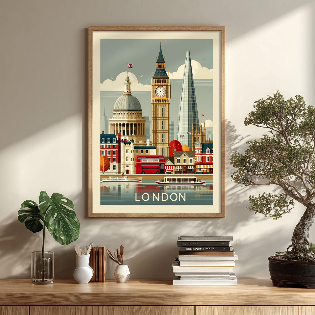 London Travel Poster, Big Ben Wall Art, Vintage England City Print