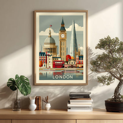 London Travel Poster, Big Ben Wall Art, Vintage England City Print