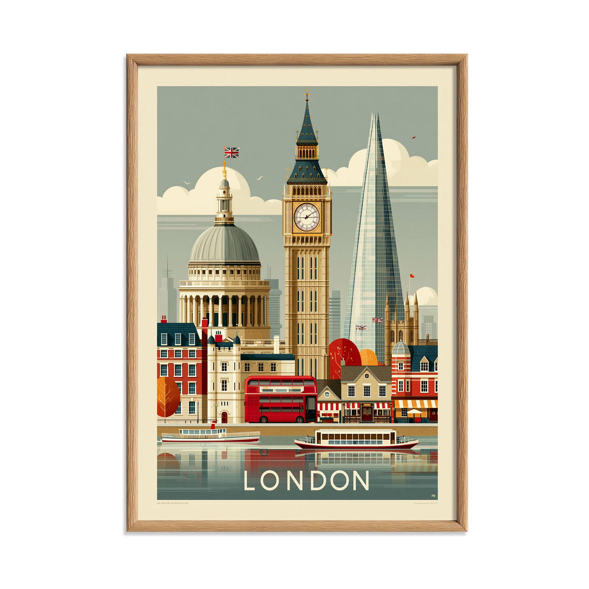 London Travel Poster, Big Ben Wall Art, Vintage England City Print