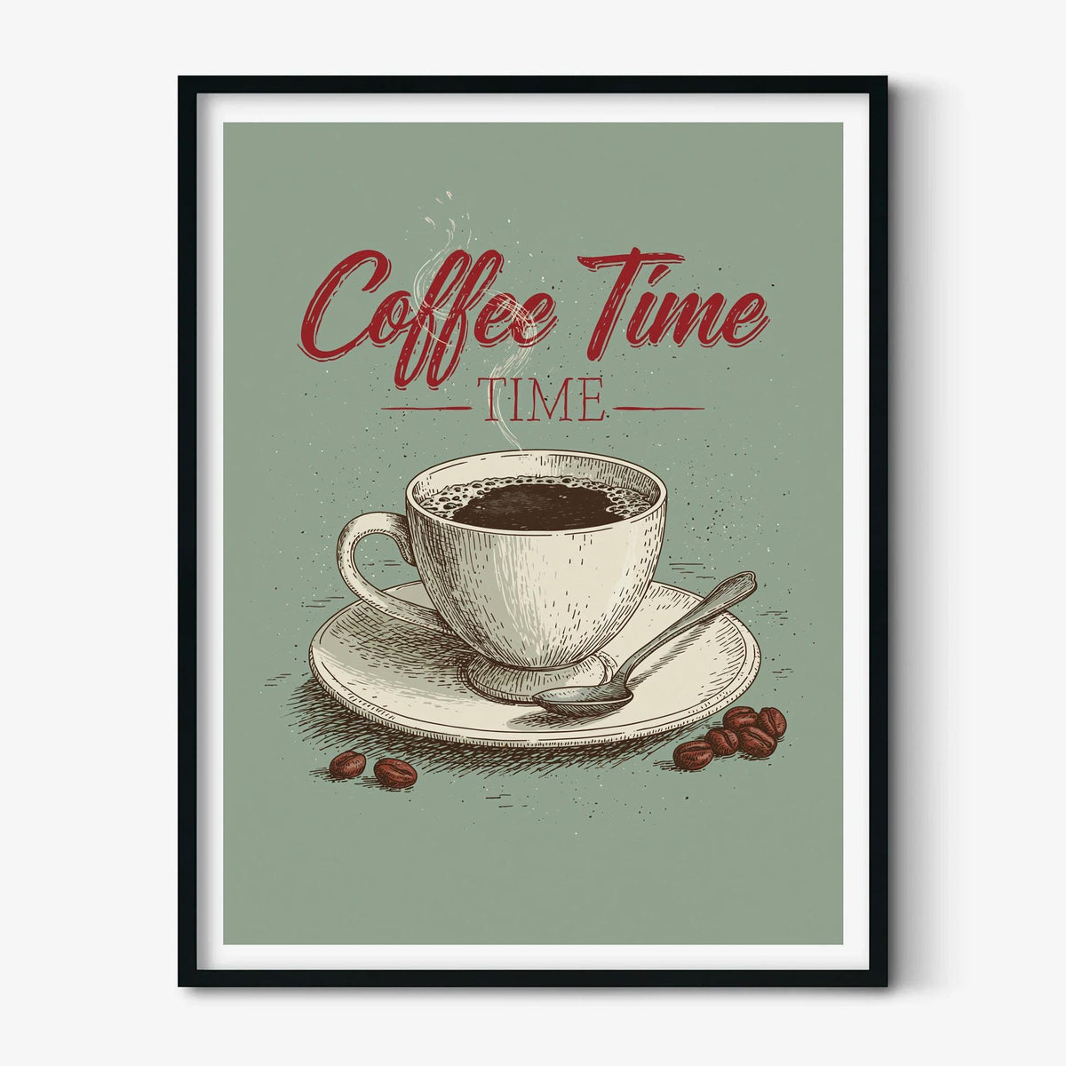 Coffee Time Print, Coffee Cup Wall Art, Kitchen Poster, Cafe Wall Decor, Coffee Lover Gift, Dining Room Decorr