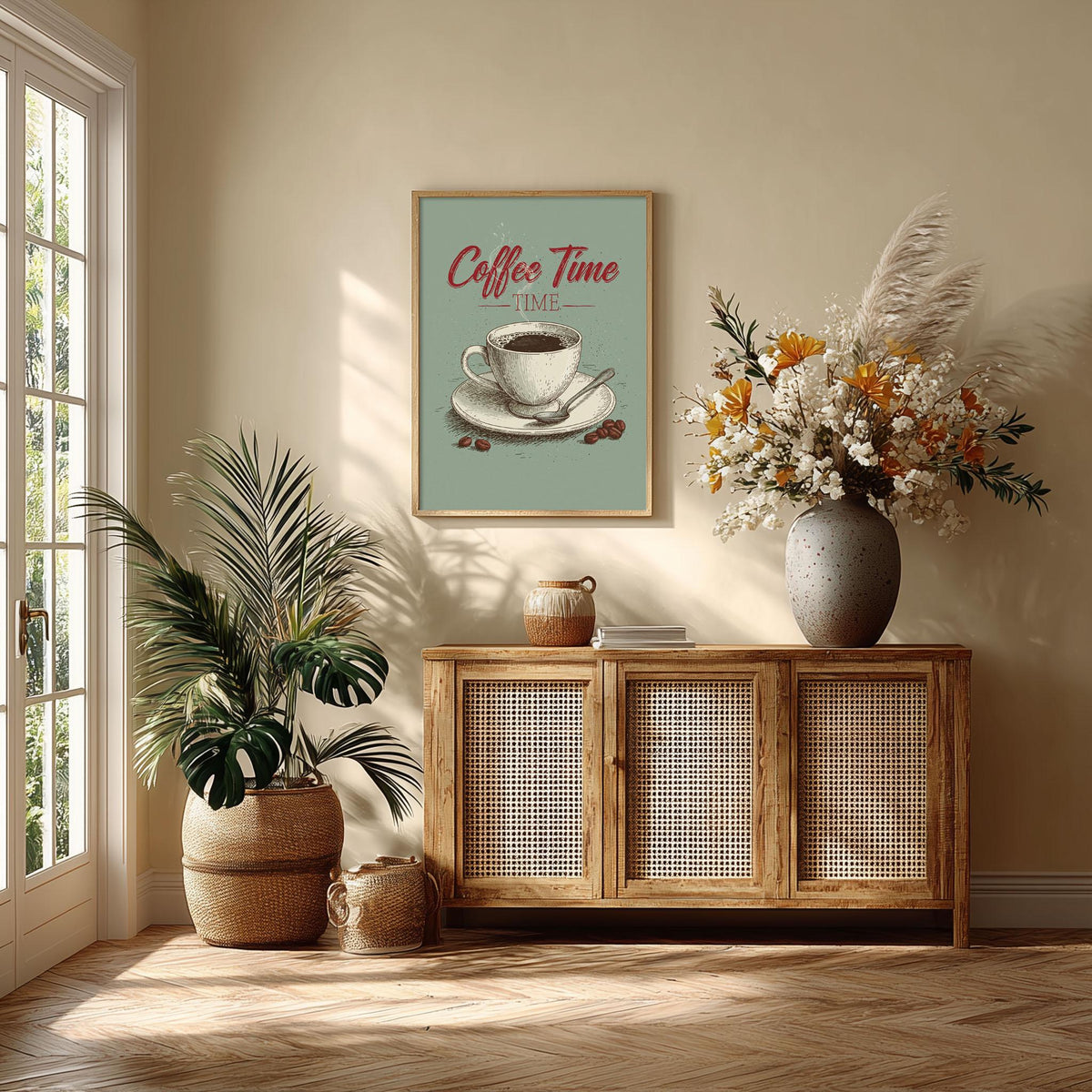 Coffee Time Print, Coffee Cup Wall Art, Kitchen Poster, Cafe Wall Decor, Coffee Lover Gift, Dining Room Decorr