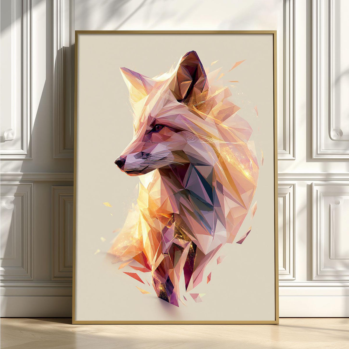 Geometric Fox Wall Art, Low Poly Fox Poster Print, Modern Woodland Animal Picture, Nursery Bedroom Decor