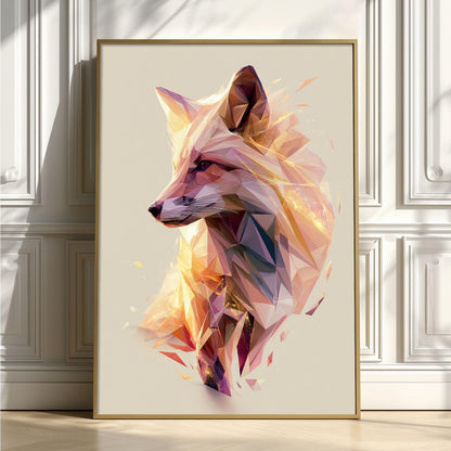 Geometric Fox Wall Art, Low Poly Fox Poster Print, Modern Woodland Animal Picture, Nursery Bedroom Decor