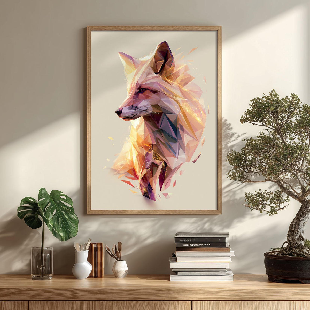 Geometric Fox Wall Art, Low Poly Fox Poster Print, Modern Woodland Animal Picture, Nursery Bedroom Decor