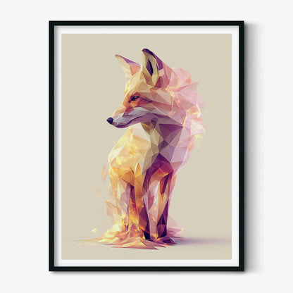 Low Poly Fox Wall Art, Geometric Fox Poster Print, Modern Woodland Animal Picture, Nursery Bedroom Decor