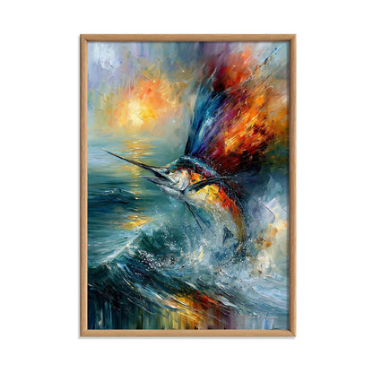 Sailfish Wall Art, Marlin Fish Poster Print, Ocean Wildlife Picture, Nautical Beach House Decor, Fisherman Gift