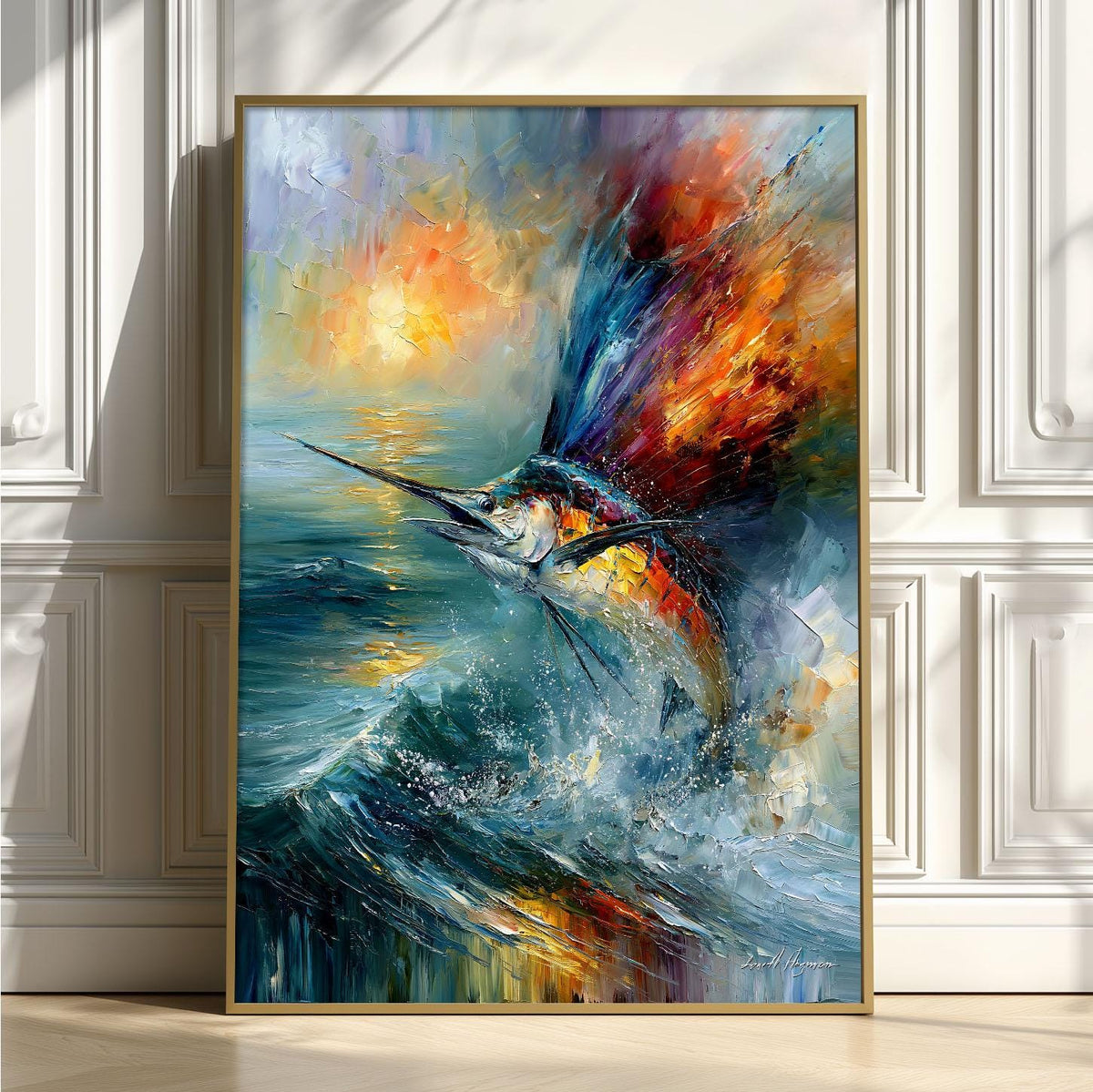 Sailfish Wall Art, Marlin Fish Poster Print, Ocean Wildlife Picture, Nautical Beach House Decor, Fisherman Gift