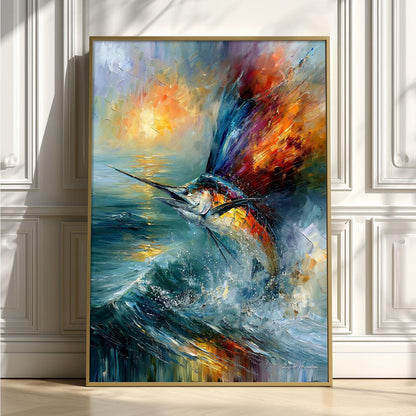 Sailfish Wall Art, Marlin Fish Poster Print, Ocean Wildlife Picture, Nautical Beach House Decor, Fisherman Gift