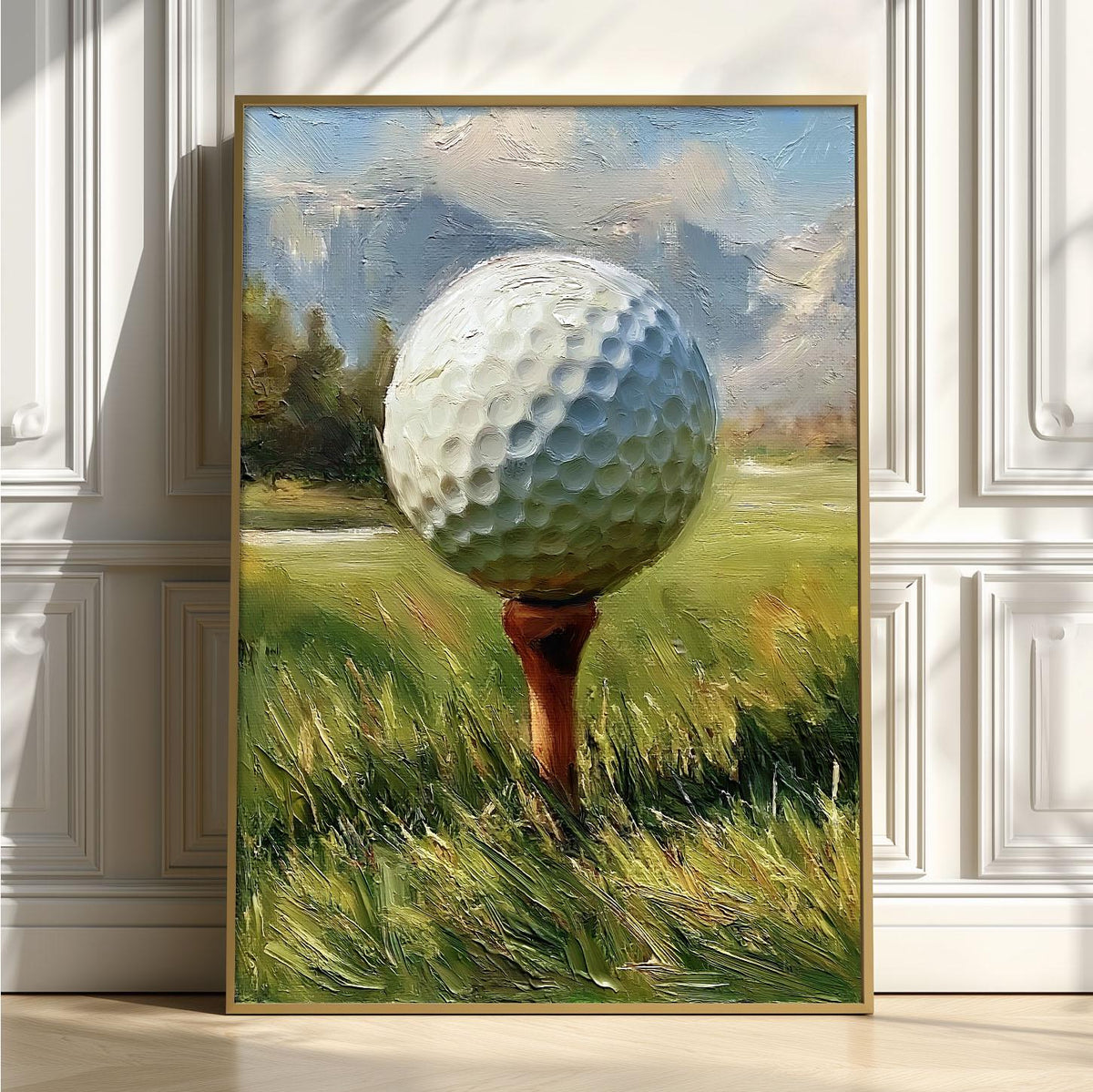 Golf Ball Wall Art, Golf Course Poster Print, Sports Painting Picture, Golfer Gift, Man Cave Office Decor