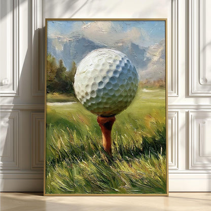 Golf Ball Wall Art, Golf Course Poster Print, Sports Painting Picture, Golfer Gift, Man Cave Office Decor