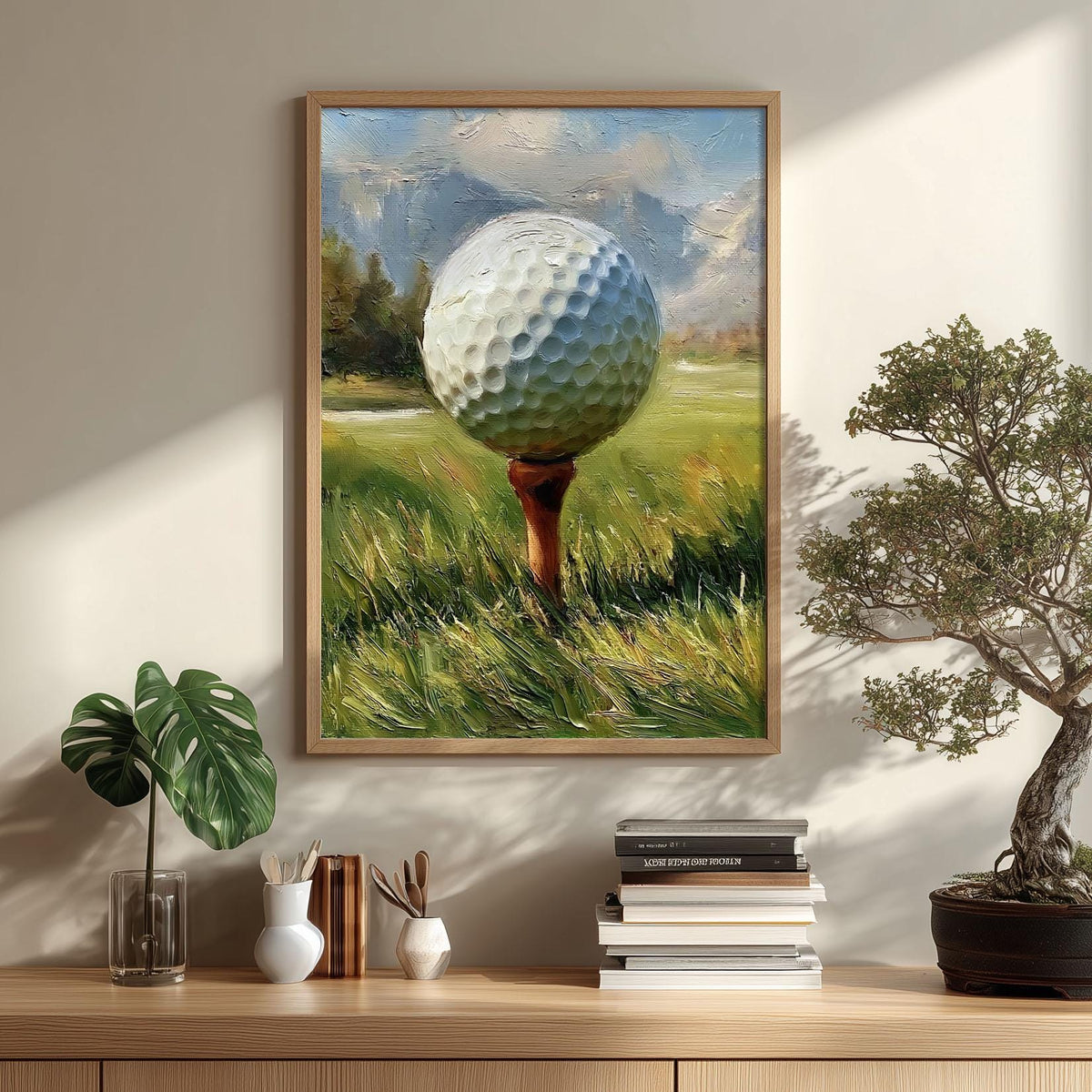 Golf Ball Wall Art, Golf Course Poster Print, Sports Painting Picture, Golfer Gift, Man Cave Office Decor